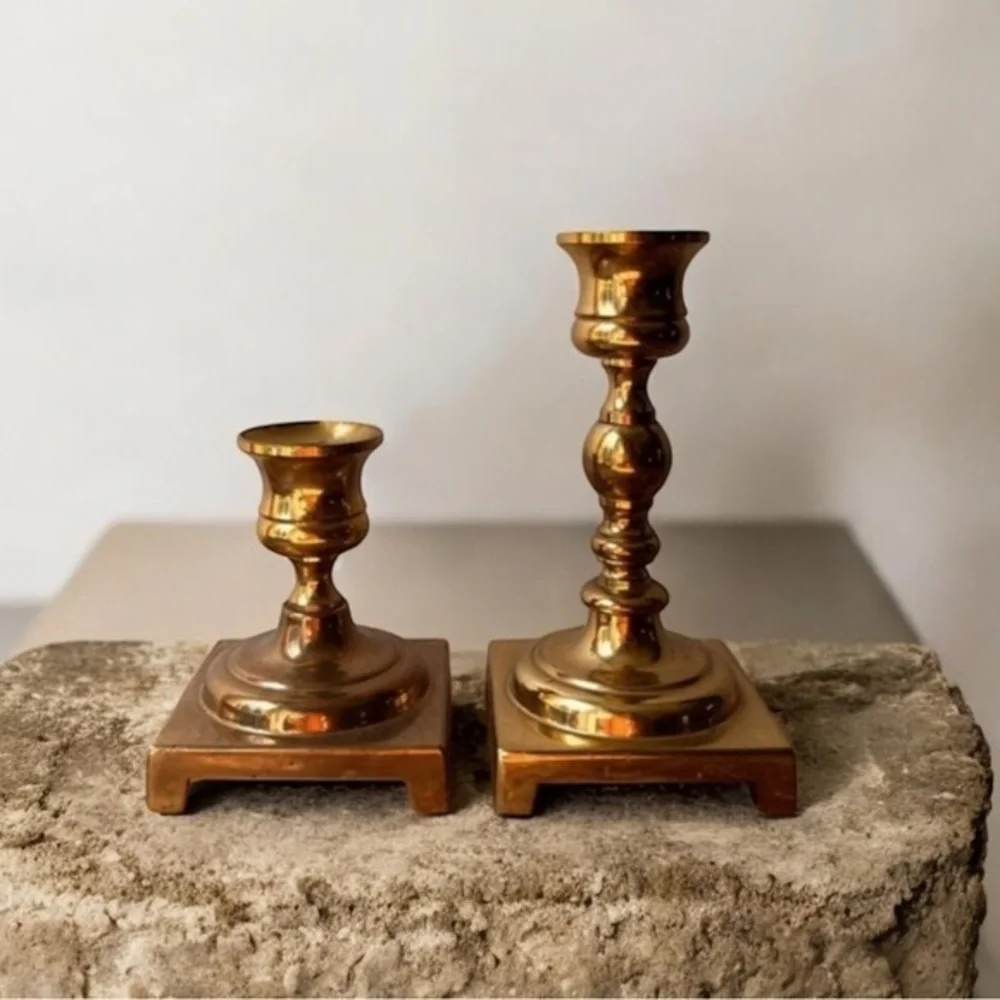 Vintage solid brass candle holders